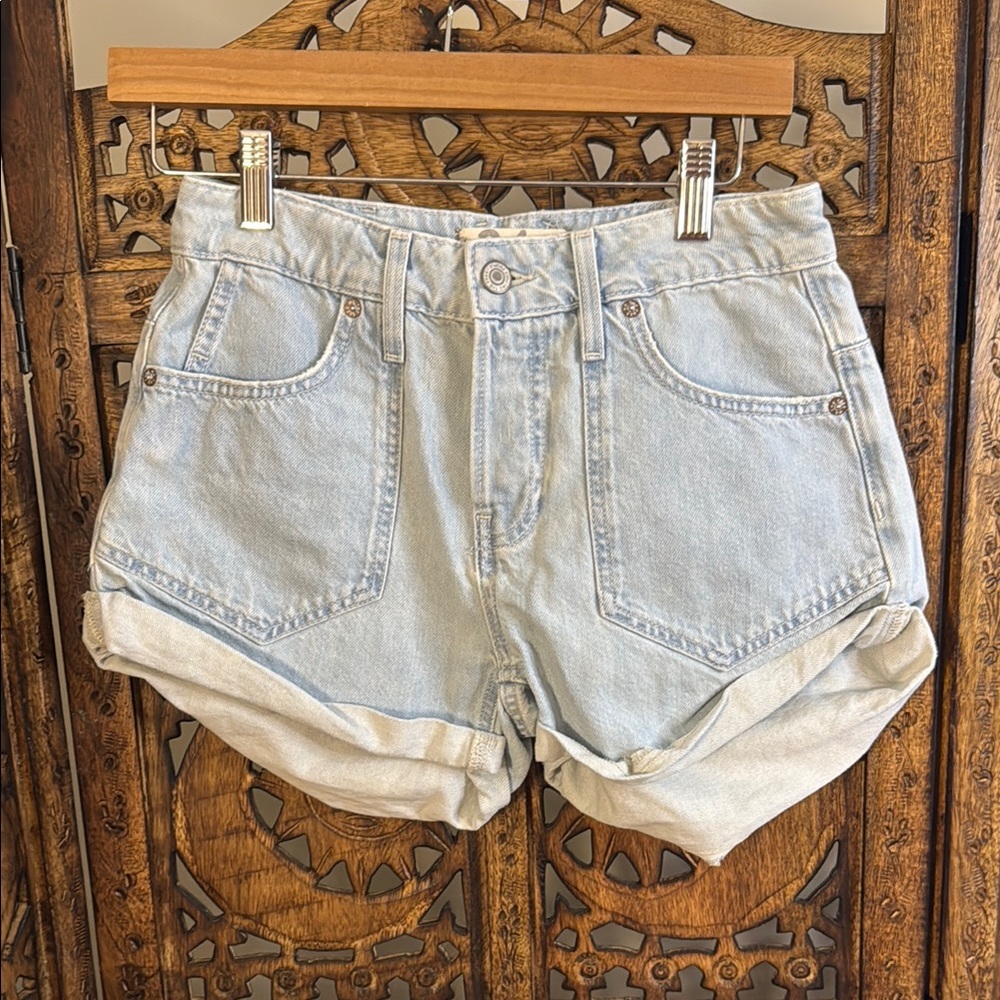 We The Free Sky Blue Denim Shorts